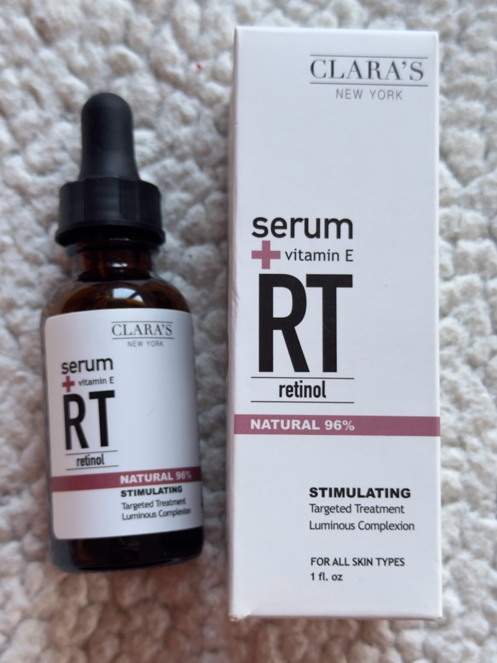 Clara’s New York RT Retinol Vitamin E Facial Serum New in Box
